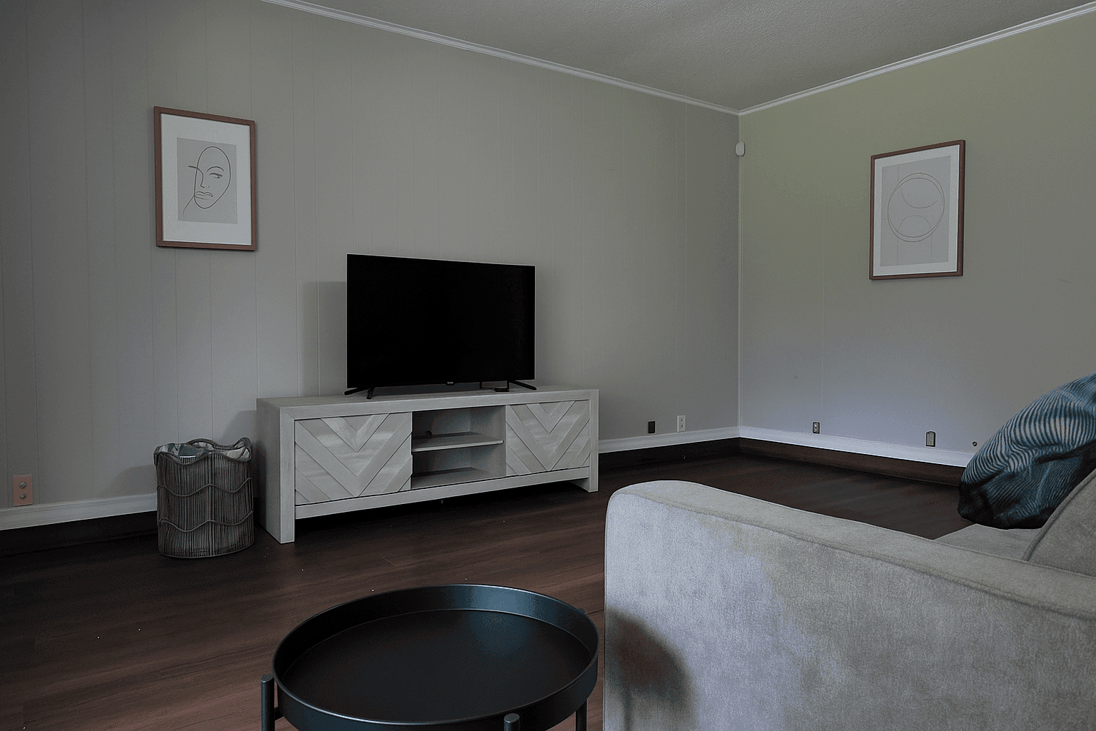 Cabin interior with modern amenities