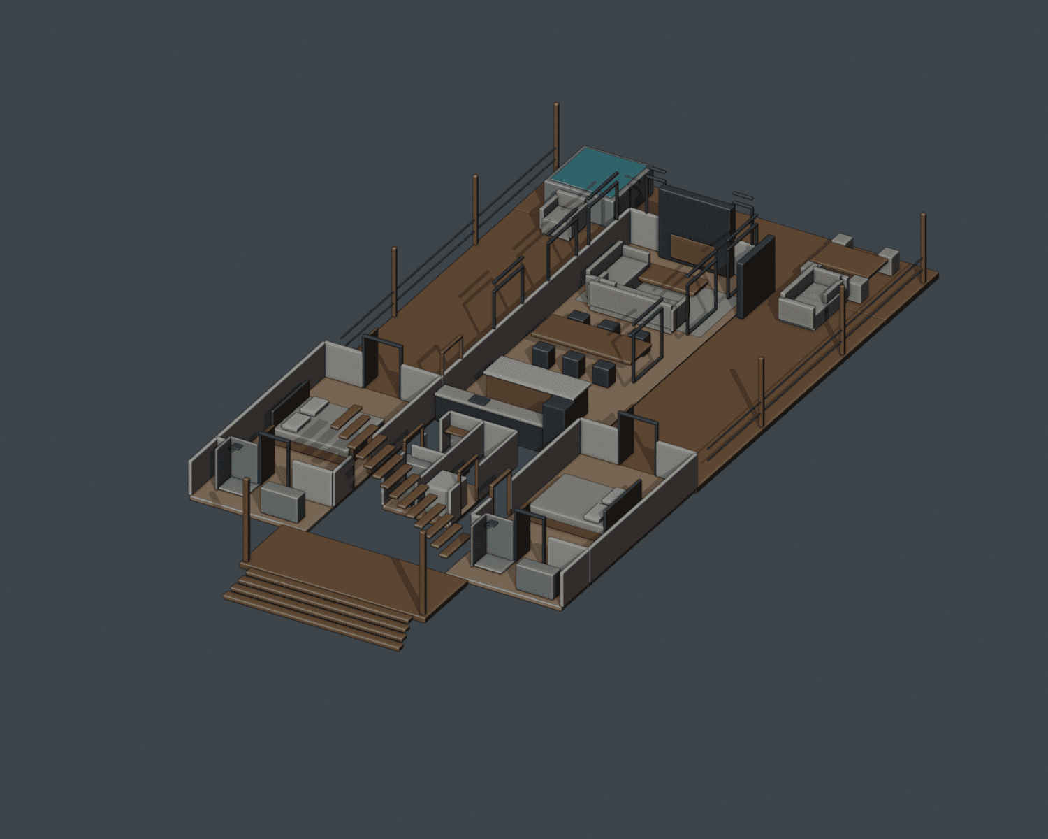 Illustrative cutaway showing Sublime’s rooms and deck